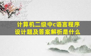 计算机二级中c语言程序设计题及答案解析是什么