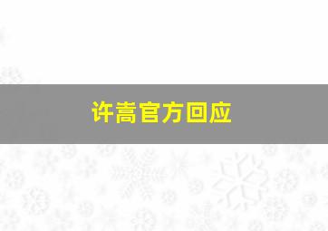 许嵩官方回应