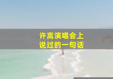 许嵩演唱会上说过的一句话