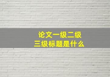 论文一级二级三级标题是什么