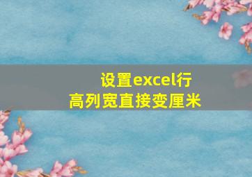 设置excel行高列宽直接变厘米