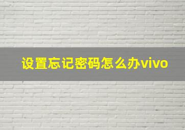 设置忘记密码怎么办vivo