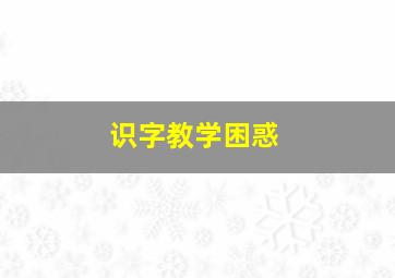 识字教学困惑