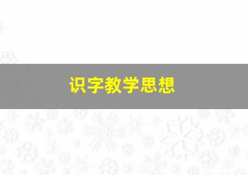 识字教学思想