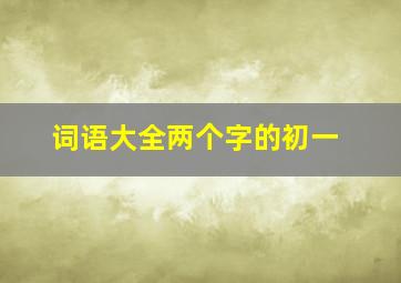 词语大全两个字的初一