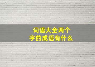 词语大全两个字的成语有什么