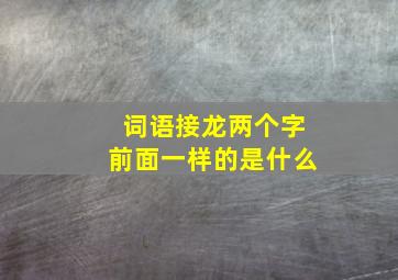 词语接龙两个字前面一样的是什么