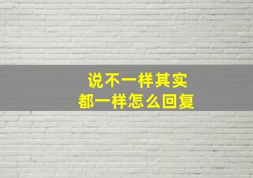 说不一样其实都一样怎么回复