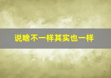 说啥不一样其实也一样