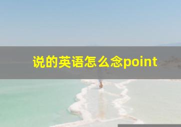 说的英语怎么念point