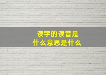 读字的读音是什么意思是什么