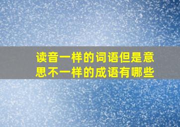 读音一样的词语但是意思不一样的成语有哪些