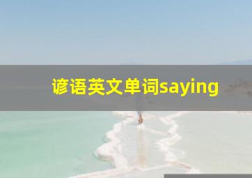 谚语英文单词saying