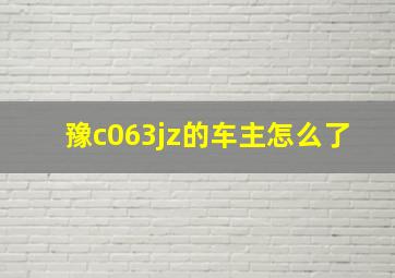 豫c063jz的车主怎么了