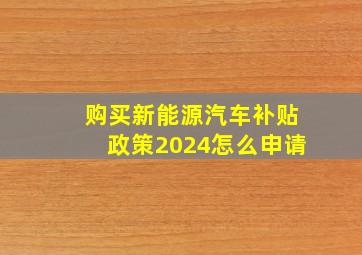 购买新能源汽车补贴政策2024怎么申请