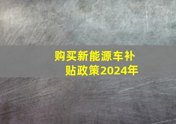 购买新能源车补贴政策2024年