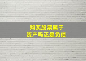 购买股票属于资产吗还是负债