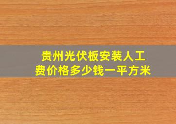 贵州光伏板安装人工费价格多少钱一平方米