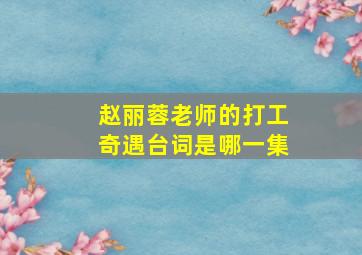 赵丽蓉老师的打工奇遇台词是哪一集