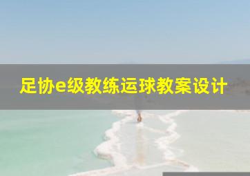 足协e级教练运球教案设计