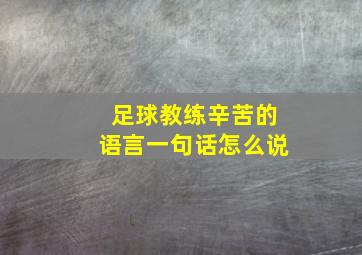 足球教练辛苦的语言一句话怎么说