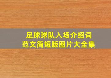 足球球队入场介绍词范文简短版图片大全集