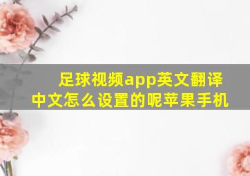 足球视频app英文翻译中文怎么设置的呢苹果手机