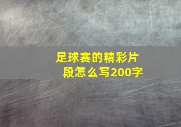 足球赛的精彩片段怎么写200字