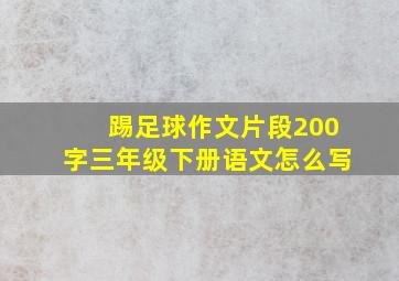 踢足球作文片段200字三年级下册语文怎么写