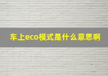 车上eco模式是什么意思啊