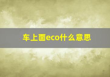 车上面eco什么意思