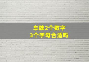 车牌2个数字3个字母合适吗