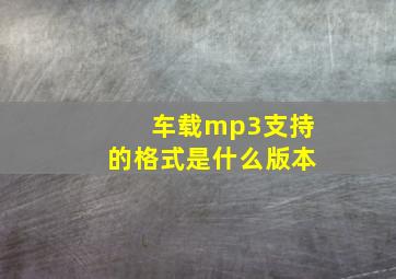 车载mp3支持的格式是什么版本