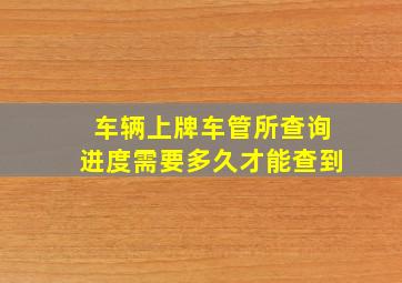 车辆上牌车管所查询进度需要多久才能查到