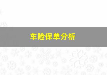 车险保单分析