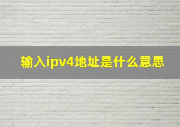 输入ipv4地址是什么意思