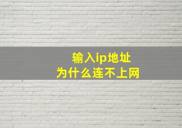 输入ip地址为什么连不上网