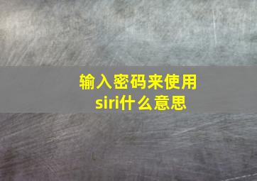 输入密码来使用siri什么意思