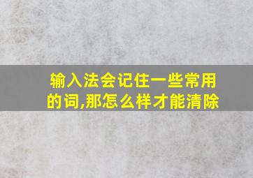 输入法会记住一些常用的词,那怎么样才能清除