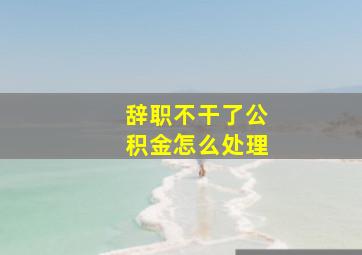 辞职不干了公积金怎么处理