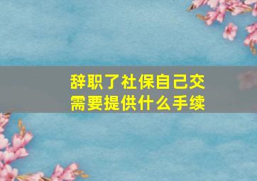 辞职了社保自己交需要提供什么手续