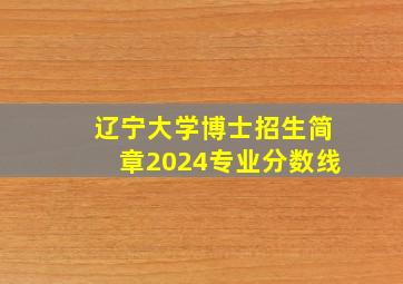 辽宁大学博士招生简章2024专业分数线