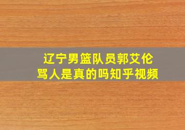 辽宁男篮队员郭艾伦骂人是真的吗知乎视频