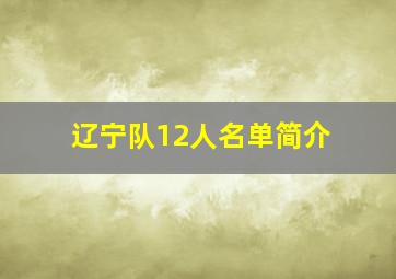 辽宁队12人名单简介