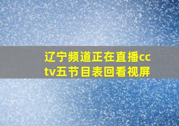 辽宁频道正在直播cctv五节目表回看视屏