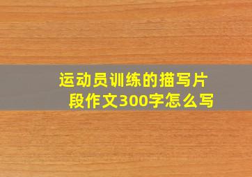 运动员训练的描写片段作文300字怎么写