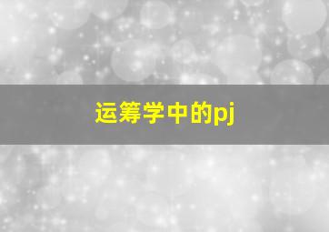 运筹学中的pj