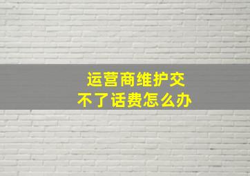 运营商维护交不了话费怎么办