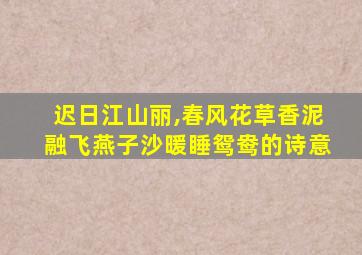 迟日江山丽,春风花草香泥融飞燕子沙暖睡鸳鸯的诗意