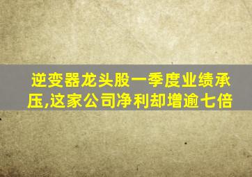 逆变器龙头股一季度业绩承压,这家公司净利却增逾七倍